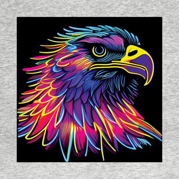 Bald Eagle in Luminous Rainbow Colours by Geminiartstudio